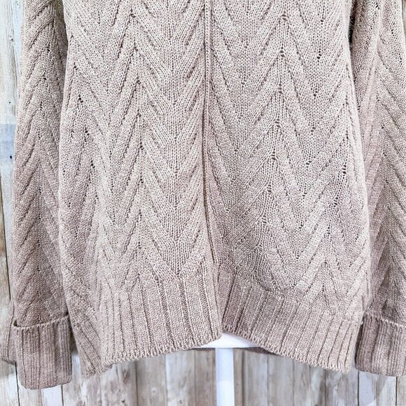 Women's New York & Company Sweater | Tan | Crew Neck | Medium | Pockets - Picture 6 of 13